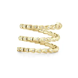 14K Gold Diamond & Emerald Flexible Snake Ring - 0.16ct