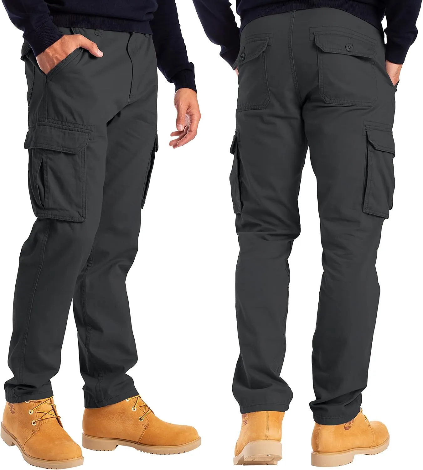 Alamo Mens Slim Fit Cargo Pants - 100% Cotton Heavy Duty Cargo Work Pants for Men