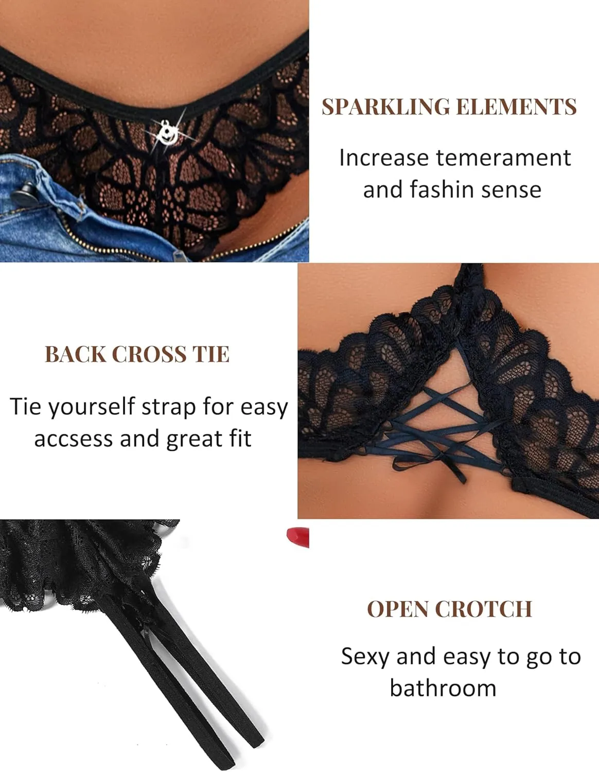 Avidlove Lace Panties Womens Sexy Bikini Underwear Criss Corss Thong Briefs V-Shape Cheeky Hipster S-XXL