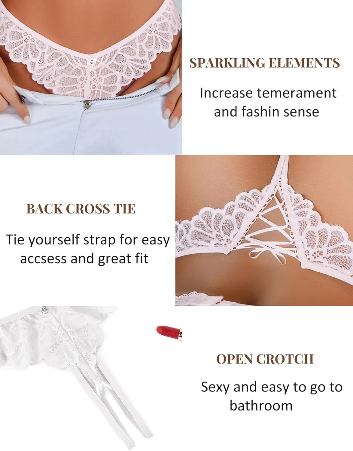 Avidlove Lace Panties Womens Sexy Bikini Underwear Criss Corss Thong Briefs V-Shape Cheeky Hipster S-XXL