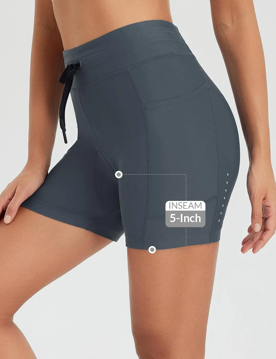 baleaf Women's 4D Padded Bike Shorts High Waisted Cycling Underwear Zipper Pockets for Bicycle Biking Cycle