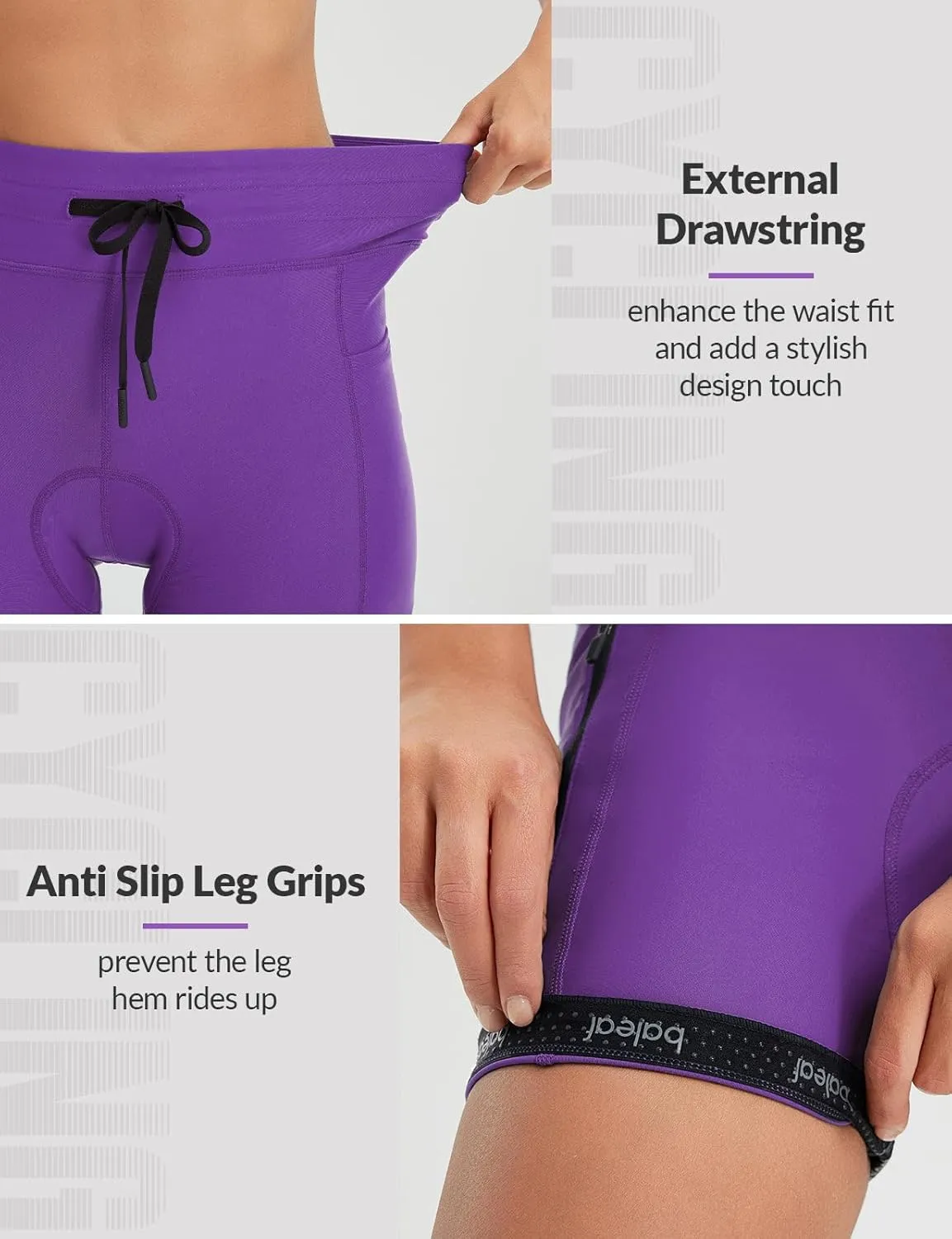 baleaf Women's 4D Padded Bike Shorts High Waisted Cycling Underwear Zipper Pockets for Bicycle Biking Cycle