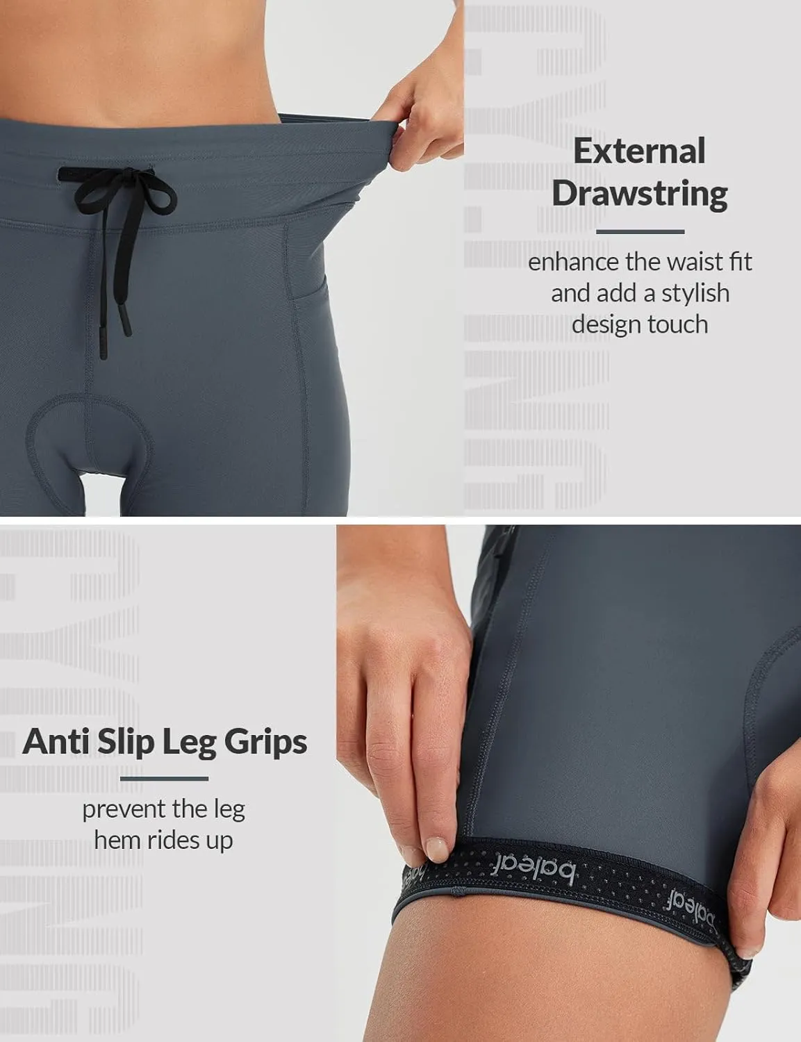 baleaf Women's 4D Padded Bike Shorts High Waisted Cycling Underwear Zipper Pockets for Bicycle Biking Cycle