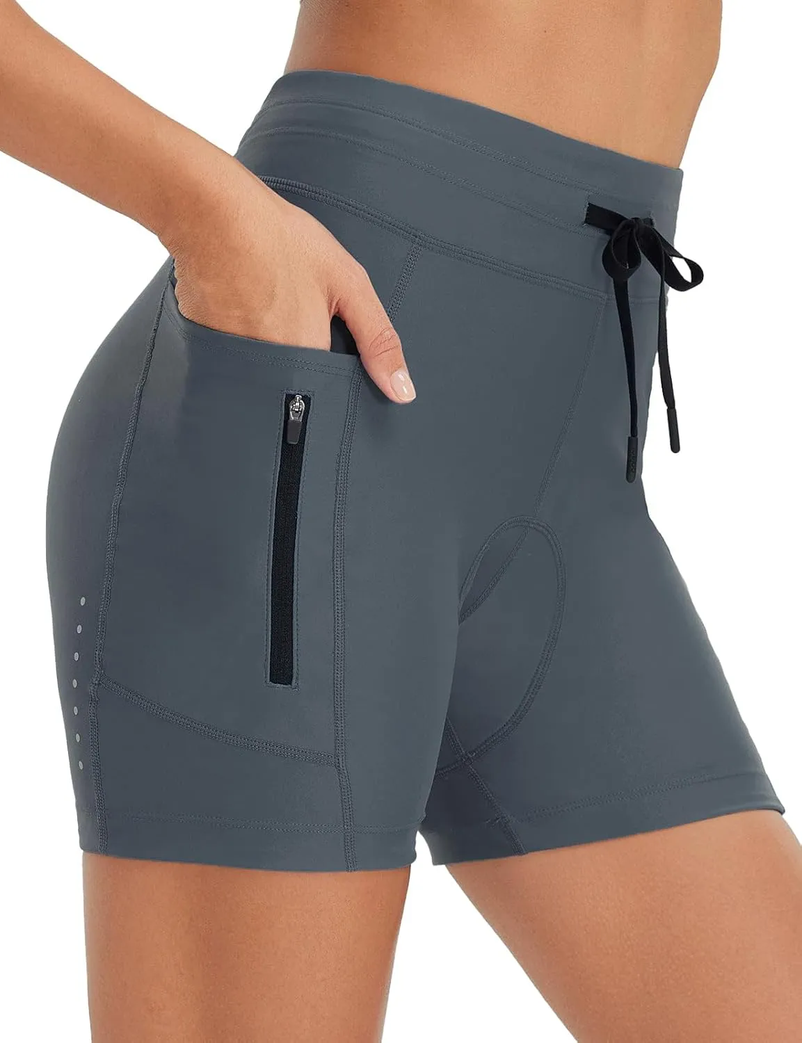 baleaf Women's 4D Padded Bike Shorts High Waisted Cycling Underwear Zipper Pockets for Bicycle Biking Cycle
