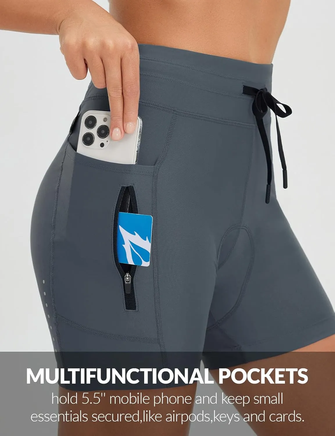 baleaf Women's 4D Padded Bike Shorts High Waisted Cycling Underwear Zipper Pockets for Bicycle Biking Cycle