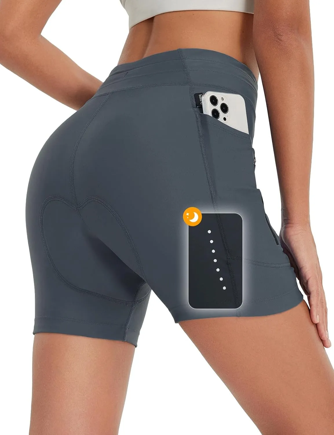 baleaf Women's 4D Padded Bike Shorts High Waisted Cycling Underwear Zipper Pockets for Bicycle Biking Cycle