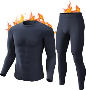 CL convallaria Long Johns Thermal Underwear for Men Soft Fleece Lined Base Layer Cold Weather Top Bottom Gift Set