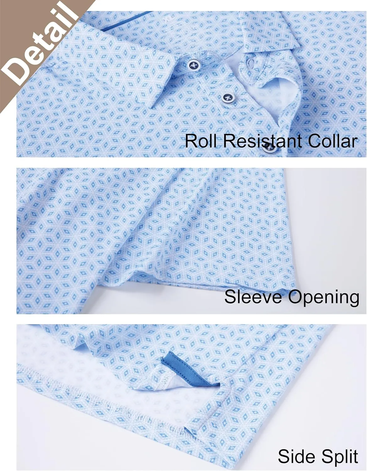 Esabel.C Golf Shirts for Men Dry Fit Performance Short Sleeve Print Moisture Wicking Collared Shirt