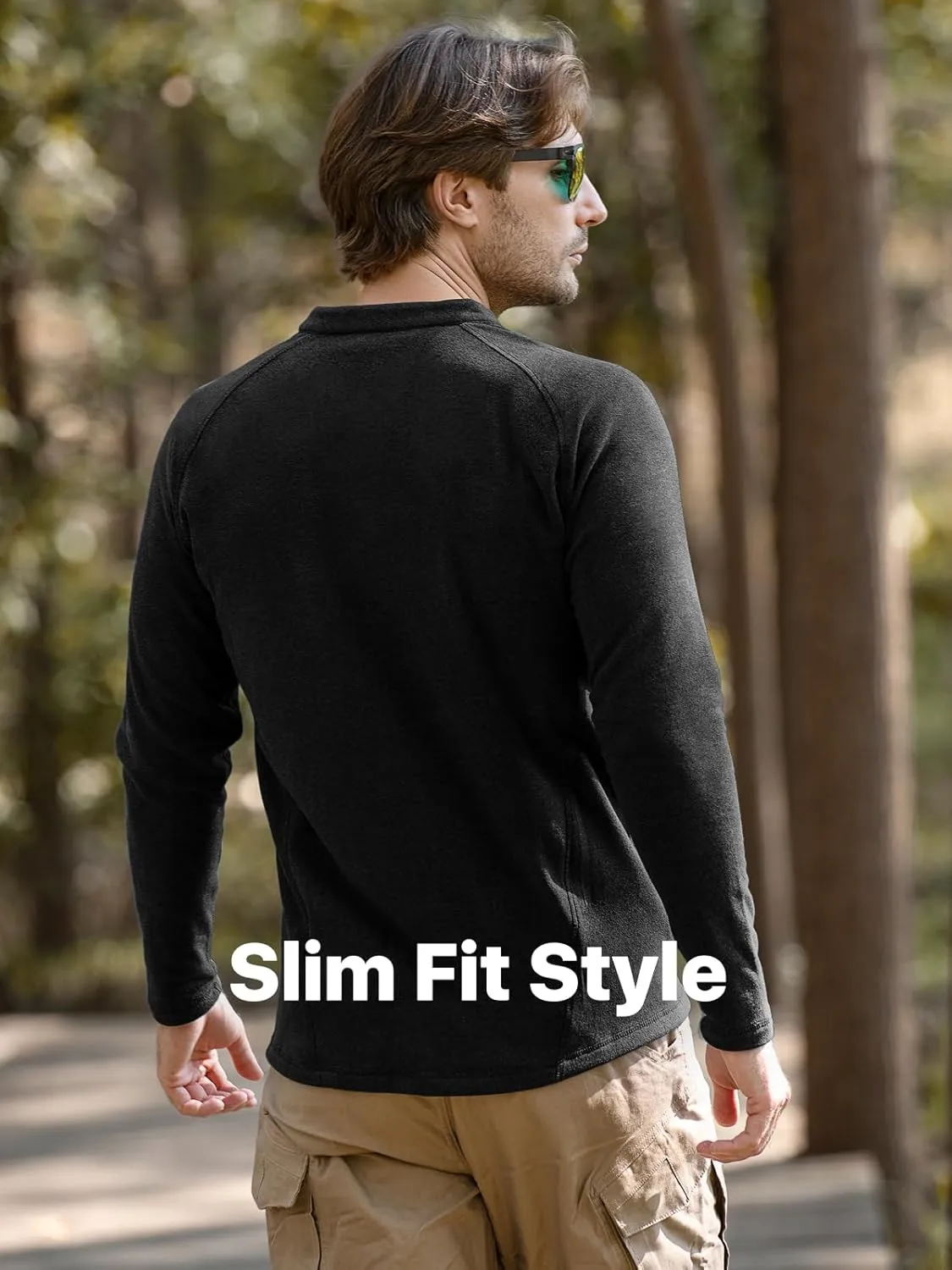 FREE SOLDIER Men's Thermal Henley Long Sleeve Shirts Fleece Pullover Sweaters Lightweight Sweatshirts