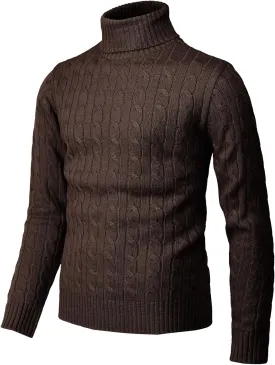 H2H Mens Slim Fit Turtleneck Pullover Sweaters Basic Tops Knitted Thermal