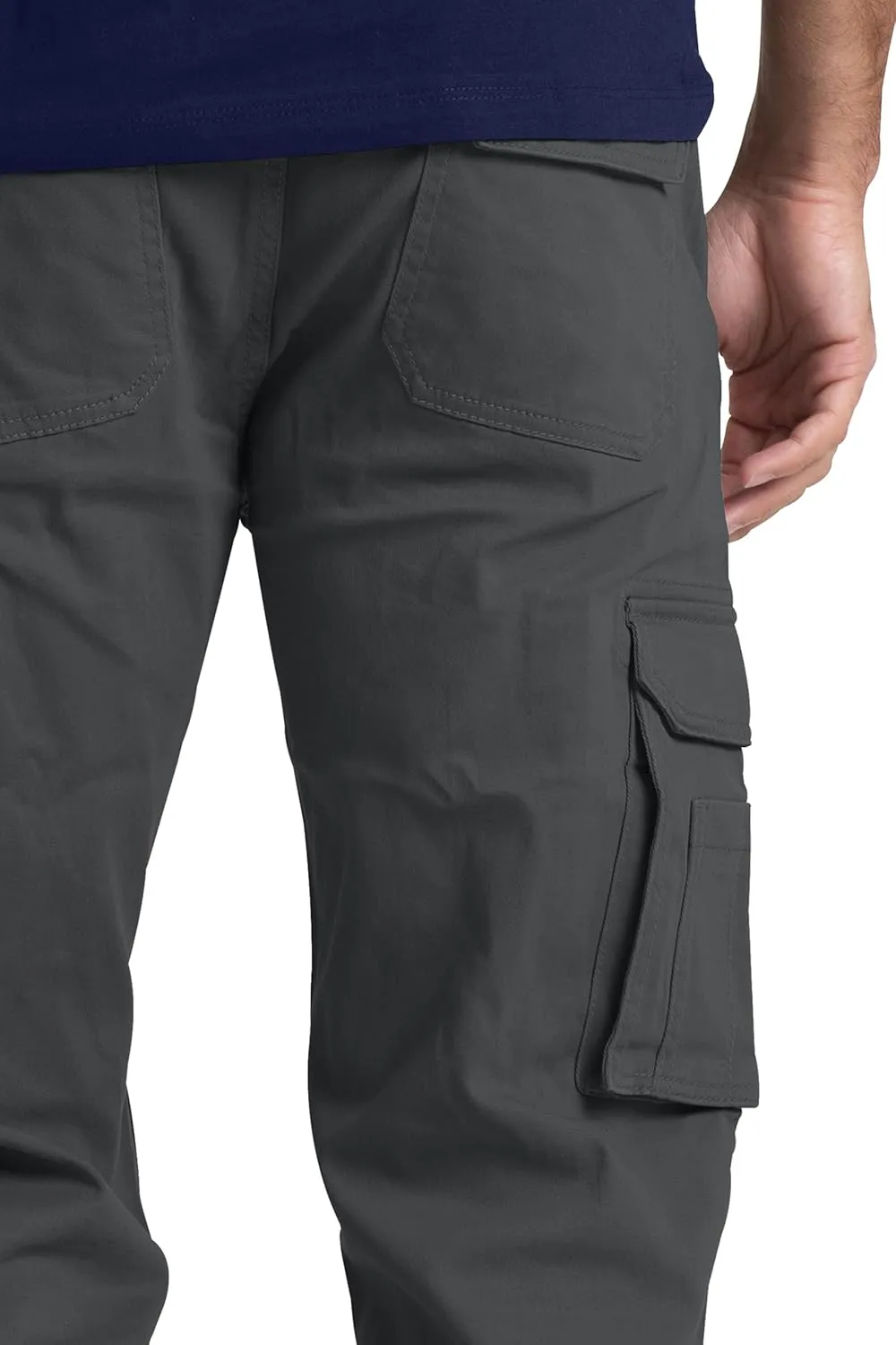 Mens Cargo Pant 100% Cotton Slim-Fit Relaxed Tactical Hiking Heavy Duty Workwear 6 Pockets Outdoor Cargo Works Pants 32W-44W