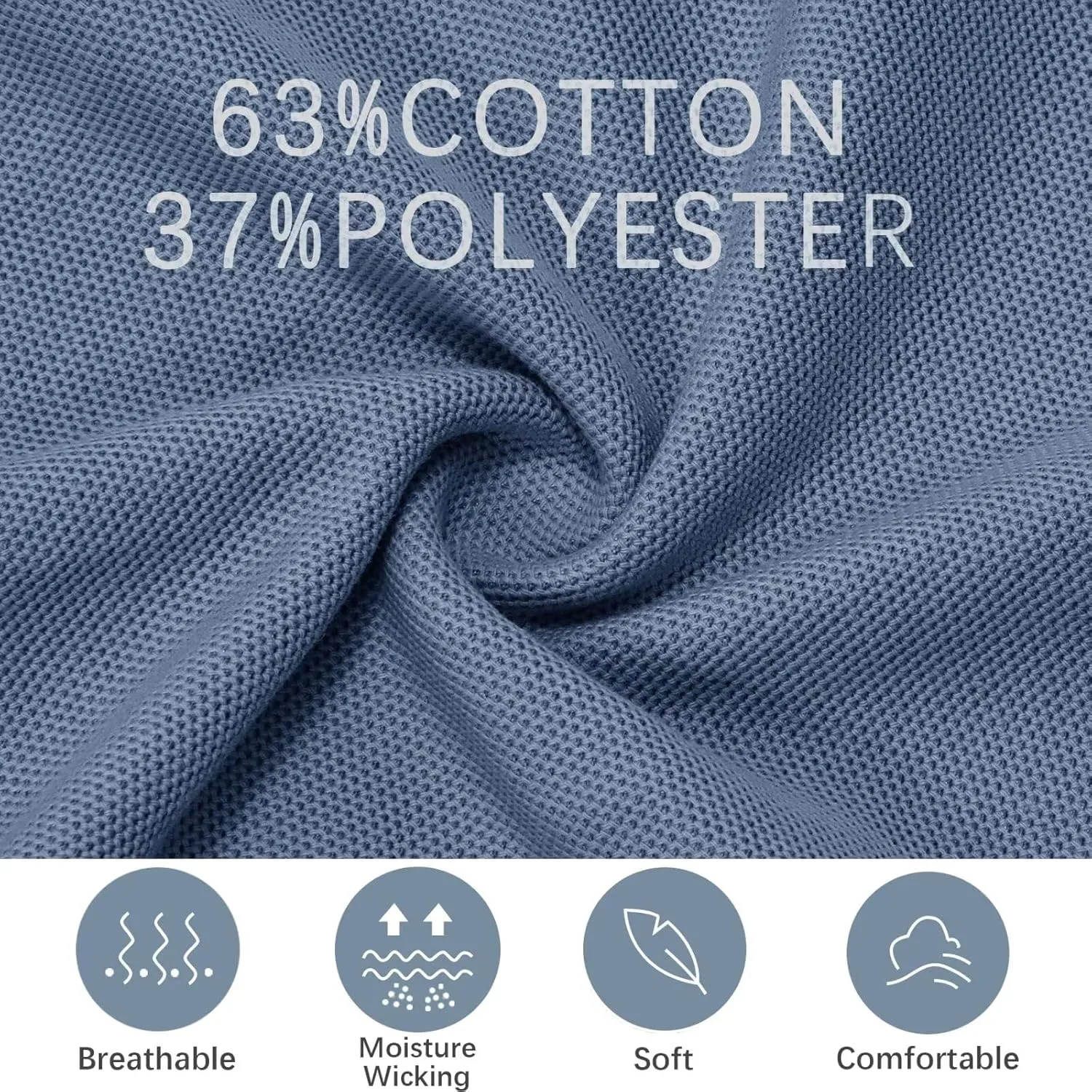 Men's Pique Polo Shirts Long Sleeve Cotton Blend Tipped Casual Collared Polo Shirts Business Classic Fit