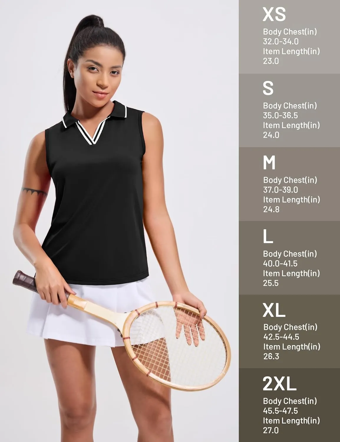 MIER Women's Sleeveless Golf Polo Shirts Dry Fit Collared Tank Tops V Neck Ribbed Athletic Tennis Shirt, Moisture Wicking