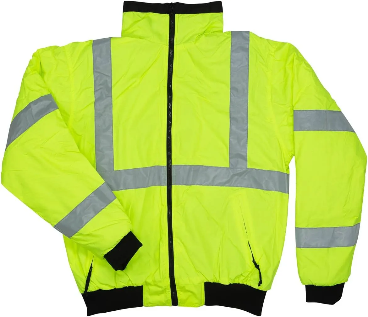 North 15 Men's High Visibility Safety Bomber Jacket, Fleece Lined
