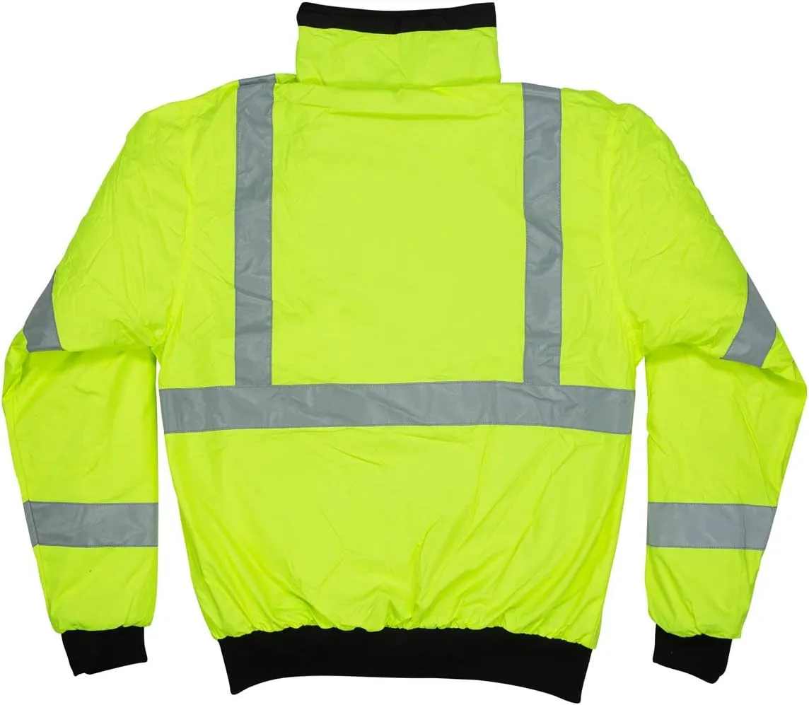 North 15 Men's High Visibility Safety Bomber Jacket, Fleece Lined