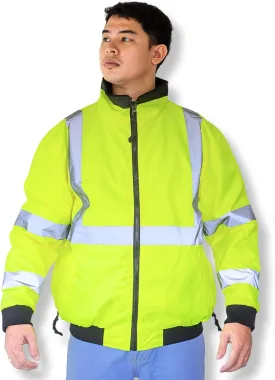 North 15 Men's High Visibility Safety Bomber Jacket, Fleece Lined