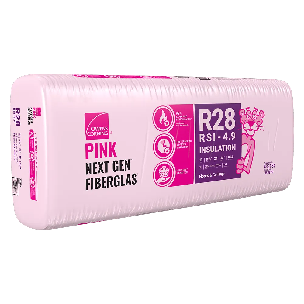 R-28 PINK NEXT GEN FIBERGLAS Insulation 24-inch x 48-inch x 8.5-inch (80 sq.ft.)