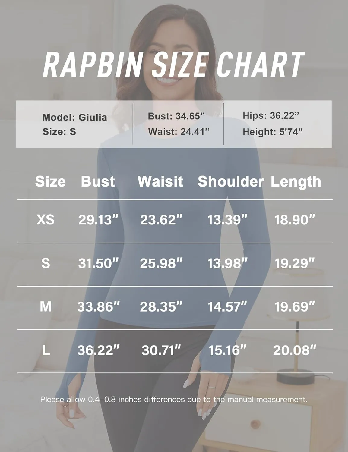 Rapbin Thermal Shirts for Women Long Sleeve Tops Ladies Fleece Undershirt for Winter Cold Weather with Thumb Holes XS-L