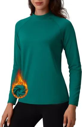 TACVASEN Women's Fleece Lined Thermal Shirts Mock Turtleneck Tops Long Sleeve Base Layer Workout Shirts