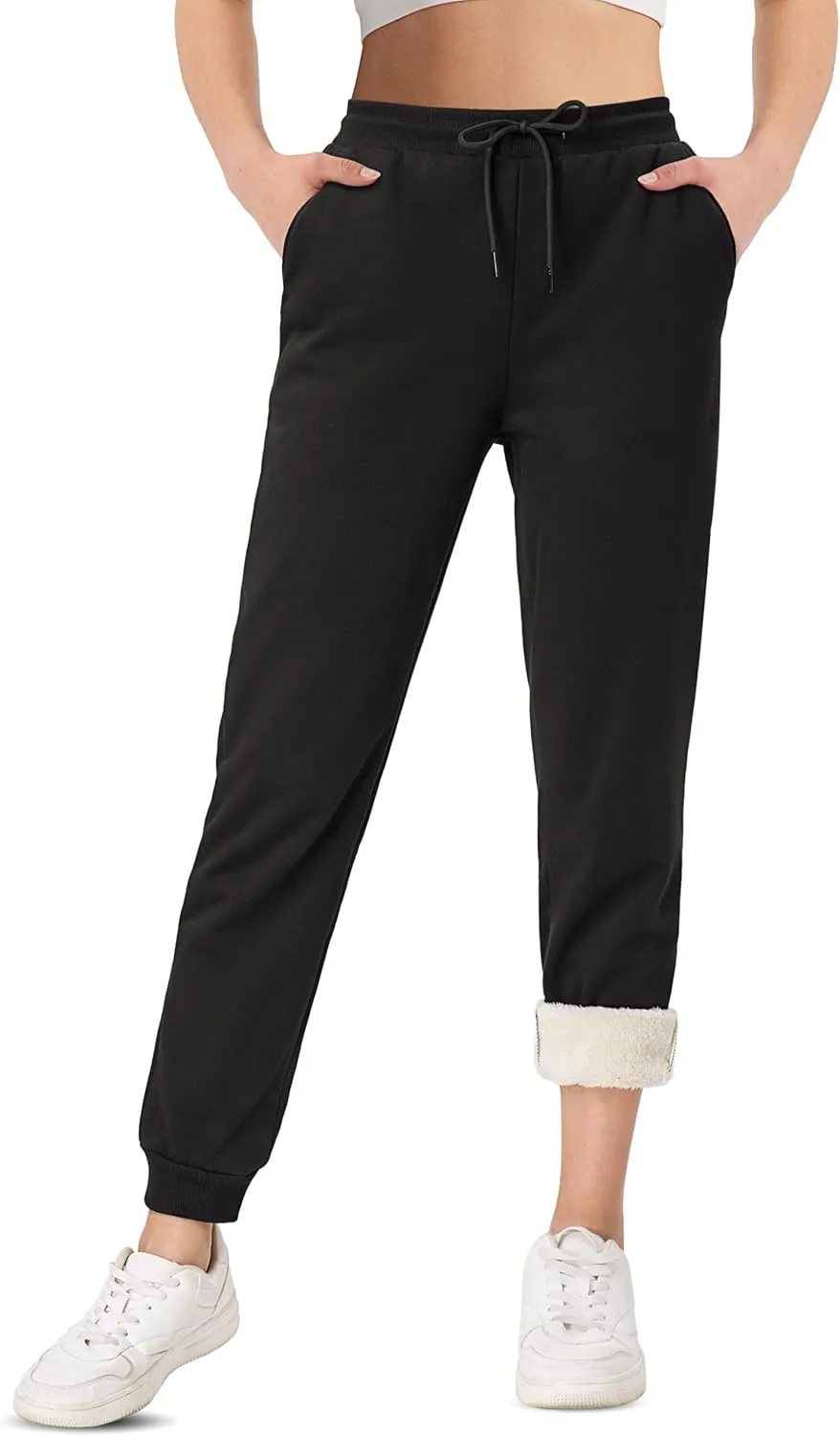 TACVASEN Women's Sherpa Lined Sweatpants Warm Winter Fleece Jogger Thermal Thick Cotton Pants for Outdoor Athletic Lounge