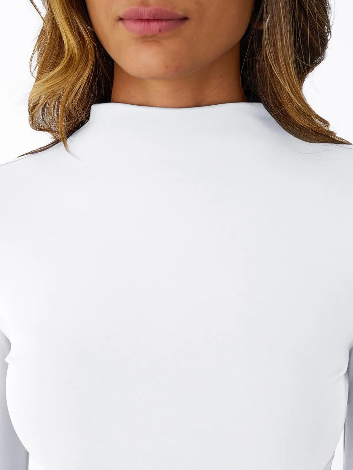Trendy Queen Womens Long Sleeve Shirts Mock Neck Crop Tops Basic Turtleneck Tee Fall Fashion Thermal Underswear Clothes