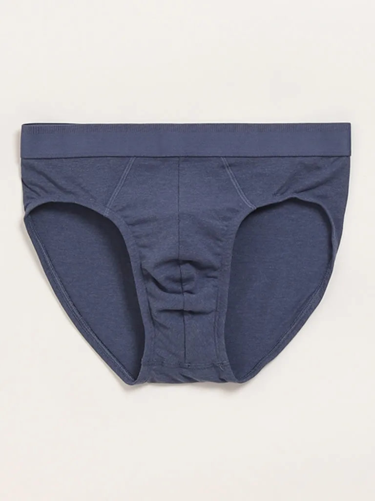 WES Lounge Solid Blue Cotton Briefs - Pack of 3