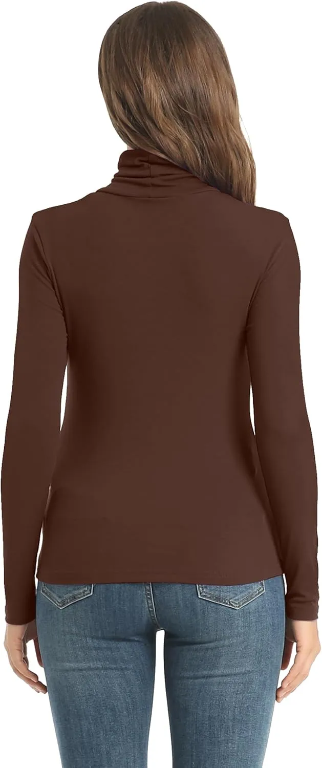 Women's Casual Long Sleeve Turtleneck Tops Slim Fitted Lightweight Base Layer Shirts