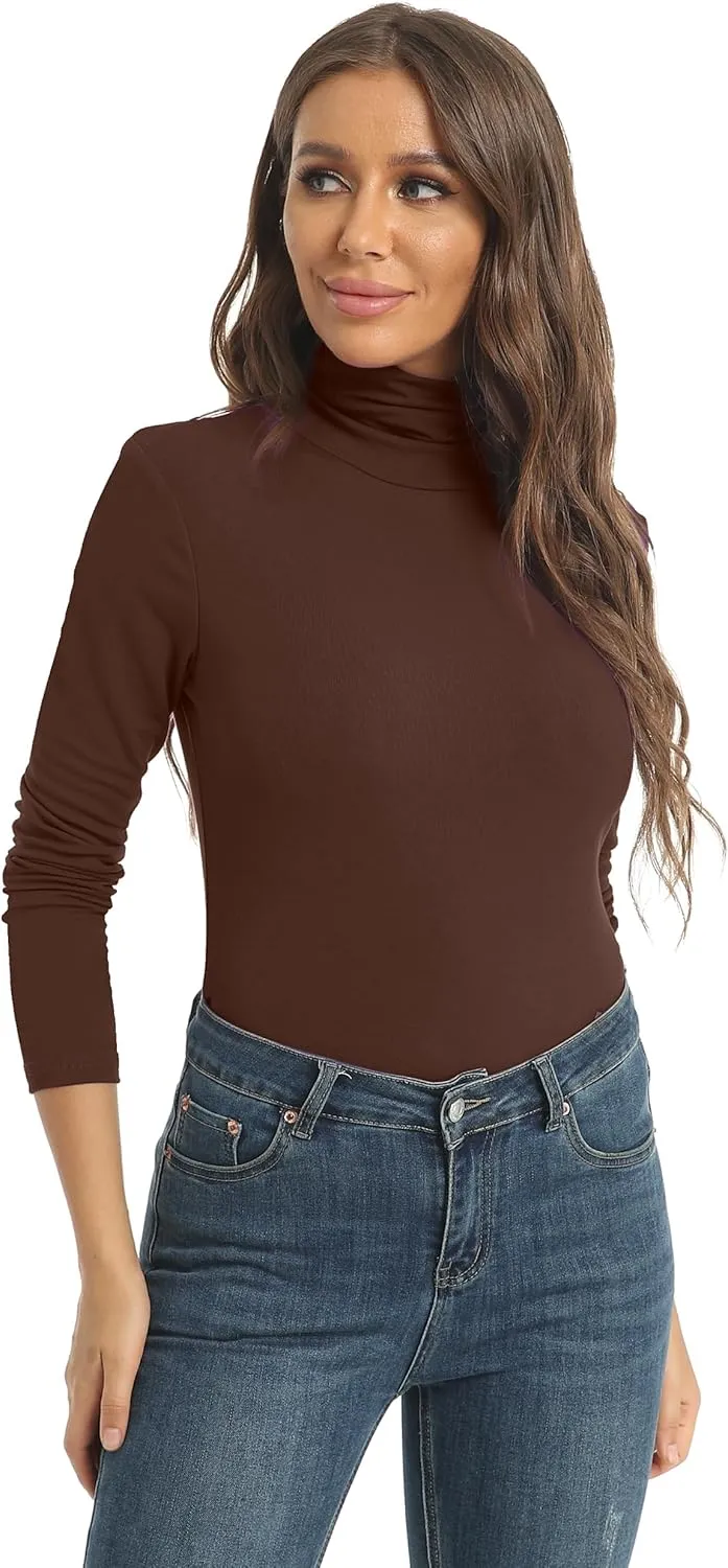 Women's Casual Long Sleeve Turtleneck Tops Slim Fitted Lightweight Base Layer Shirts