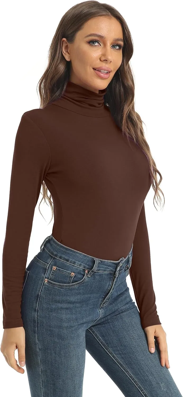 Women's Casual Long Sleeve Turtleneck Tops Slim Fitted Lightweight Base Layer Shirts