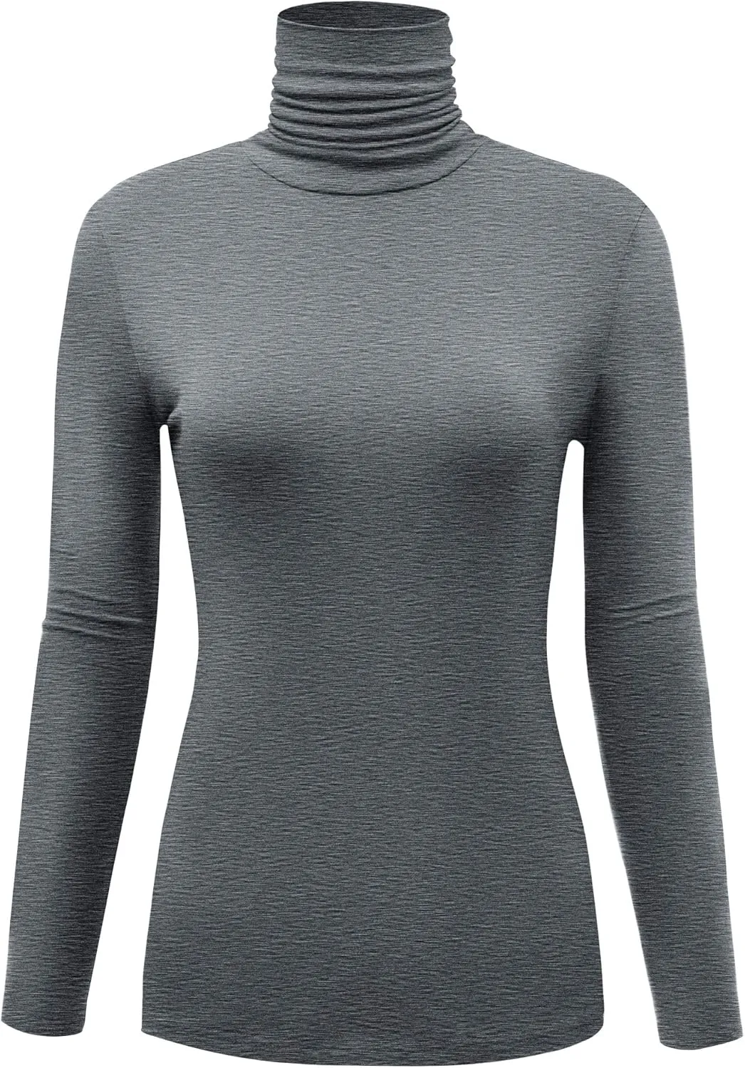 Women's Long Sleeve Lightweight Turtleneck Top Slim Fit Pullover T-Shirt (S-XXL)