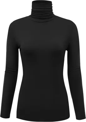 Women's Long Sleeve Lightweight Turtleneck Top Slim Fit Pullover T-Shirt (S-XXL)