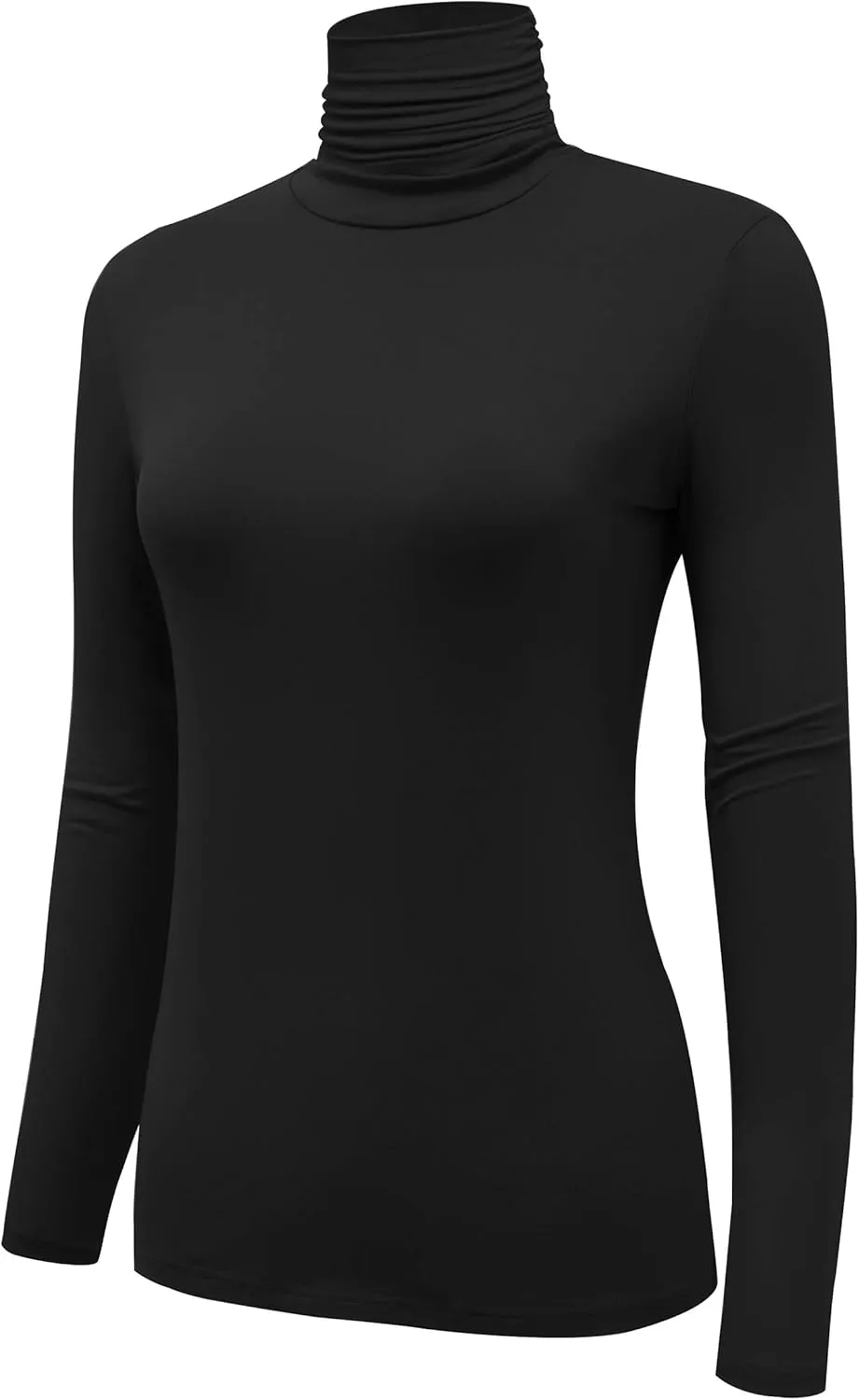 Women's Long Sleeve Lightweight Turtleneck Top Slim Fit Pullover T-Shirt (S-XXL)