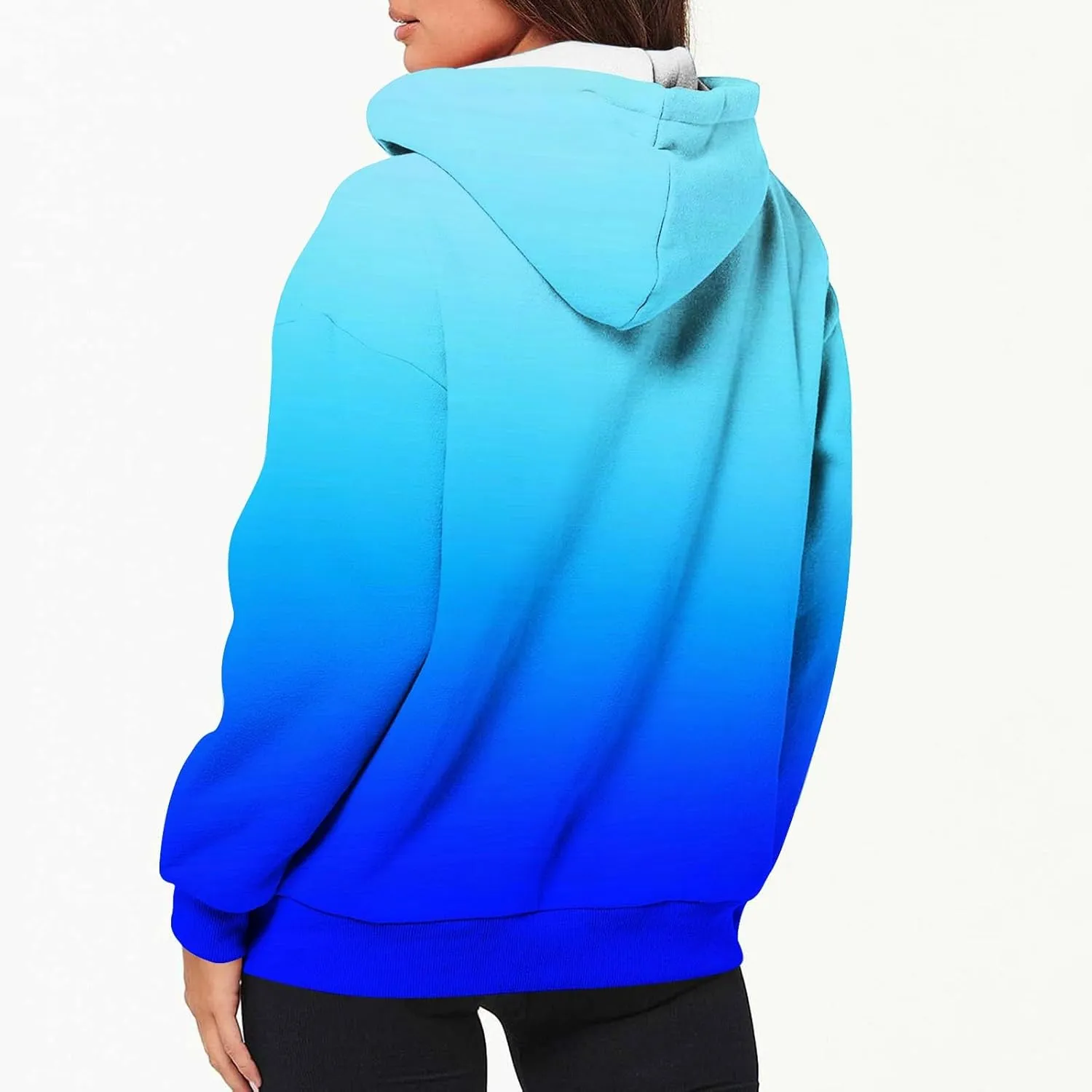 Womens Zip Up Hoodies Sherpa Lined Fleece Thermal Jacket Full Zip Long Sleeve Sweatshirts Gradient Color Shirts Coat